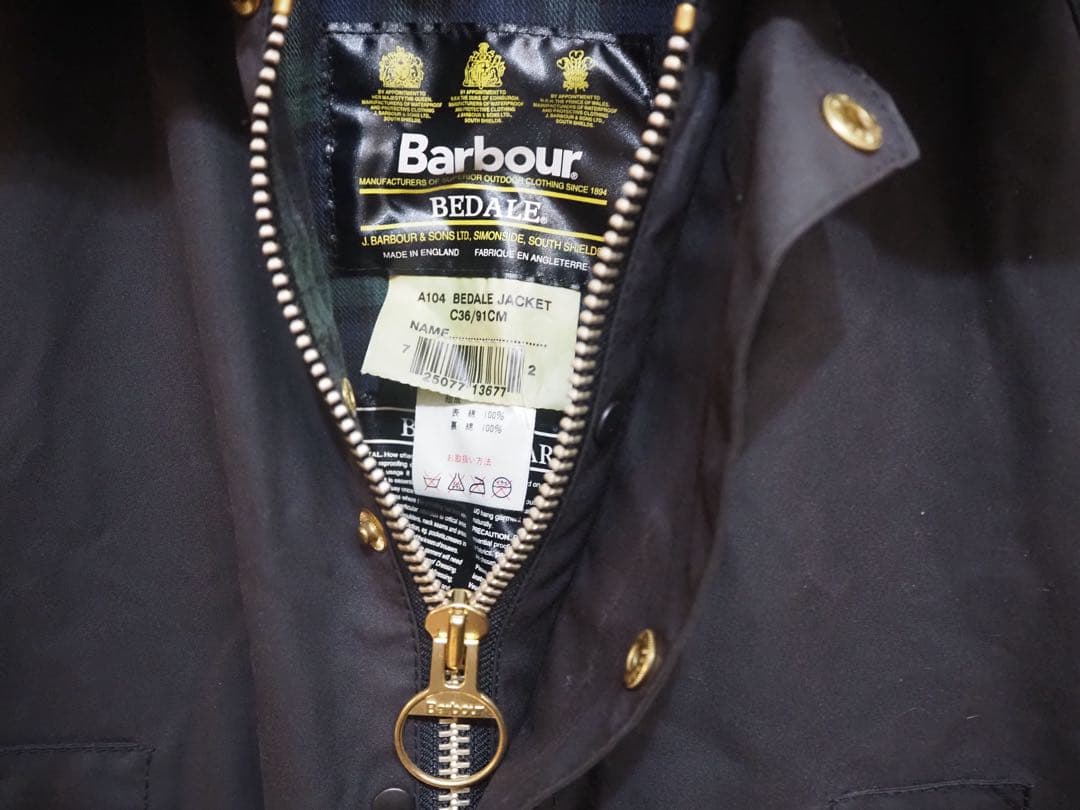 Barbour A104 Bedale Jacket ブラック C36/91cm