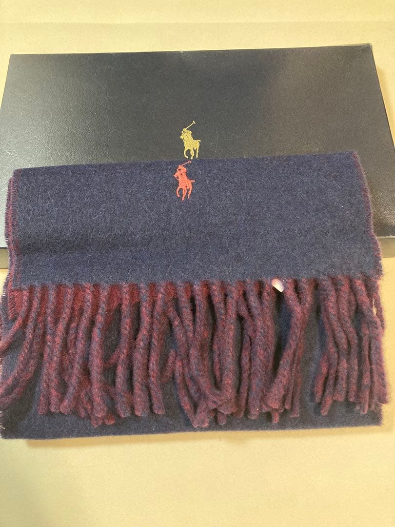 【新品】POLO RALPH LAUREN＊リバーシブルマフラー＊ウール＊紺紫系