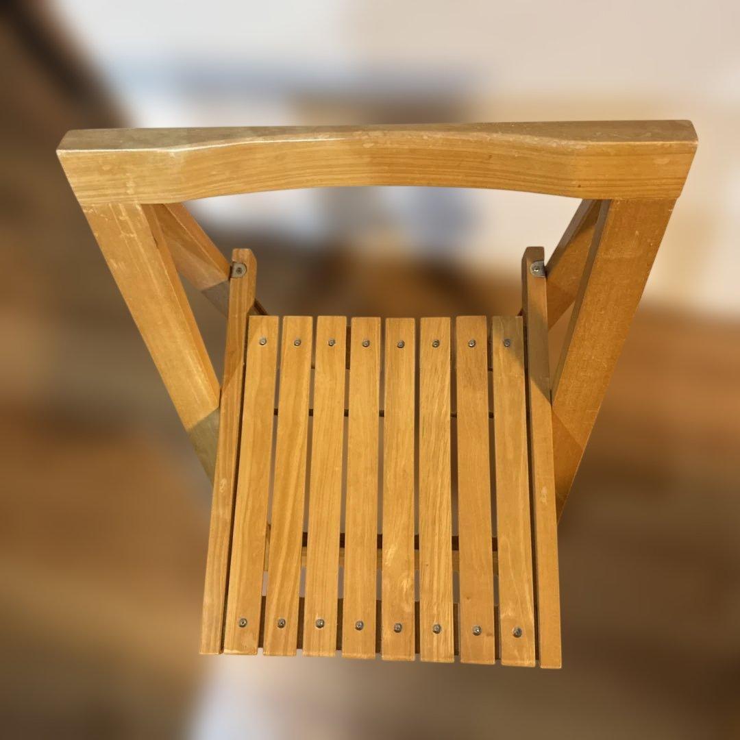 【レトロ】木製 折り畳み チェア ヴィンテージ 北欧風 イス 椅子 2脚セット