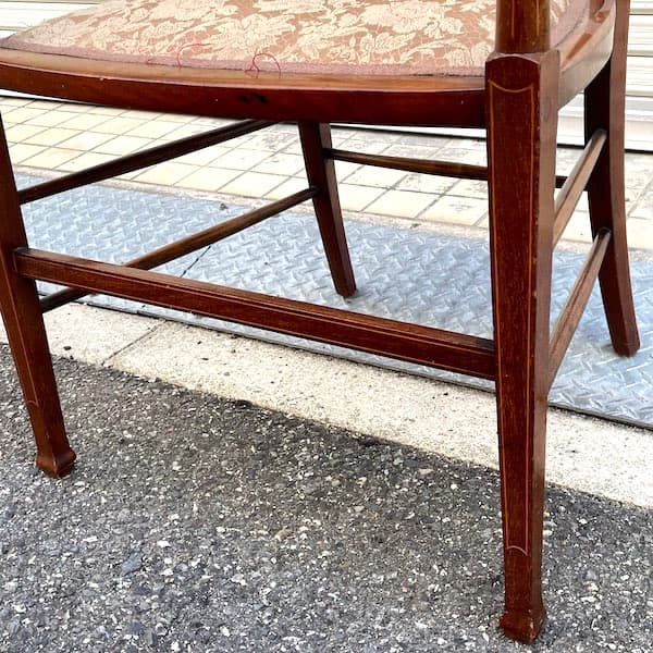 イギリスアンティーク　アームチェア　ロココ調　クラシック　象嵌　ダイニング