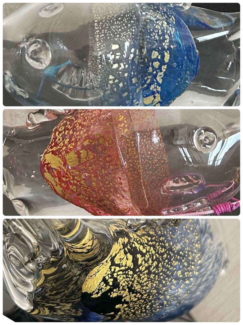 chuchumama ☆彡　ガラス工芸　金箔入り　ガラスの鯉のぼり（大）