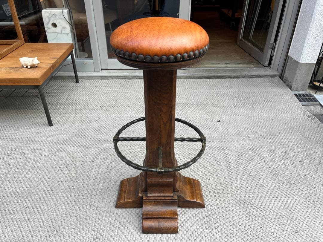 デッドストック☆ユーロヴィンテージ／ハイスツール／カウンタースツール／オーク材
