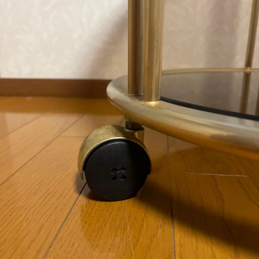 MID CENTURY ミッドセンチュリー 真鍮 スモークガラス キャスター付き