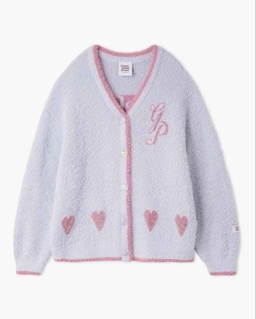 ジェラートピケ ラメフェザーカーディガン ブルー