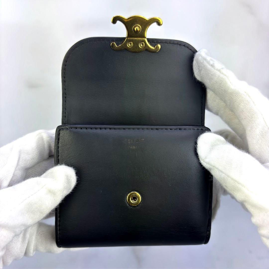 【極美✨】 CELINE スモール フラップウォレット トリオンフ ブラック