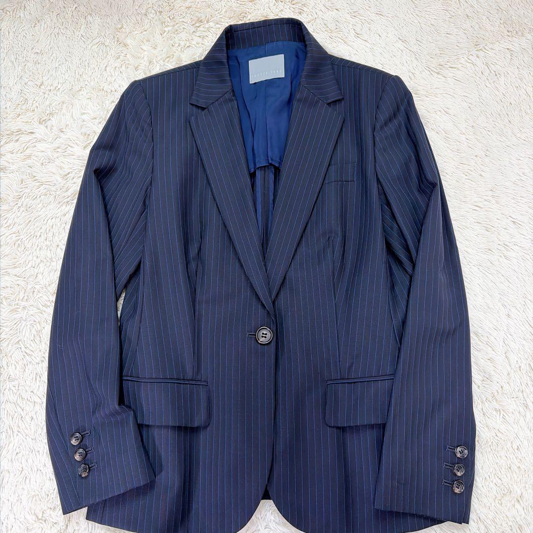 【希少】セオリーリュクス　GABE ストライプ　ネイビー　フレア　スーツ　42