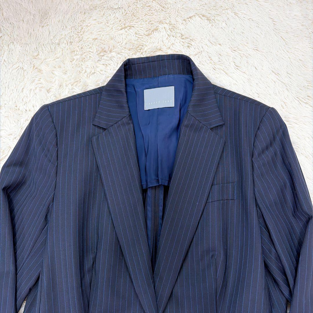 【希少】セオリーリュクス　GABE ストライプ　ネイビー　フレア　スーツ　42