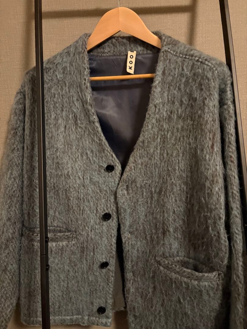 モヘア　KOOI ブルー　グレー カーディガン　モヘア　ジャケット
