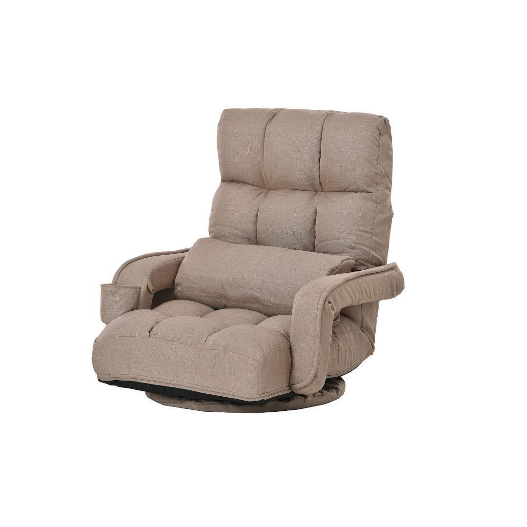 回転式座椅子肘掛けハイバック座いすリクライニング1人掛けソファー【コーヒー】