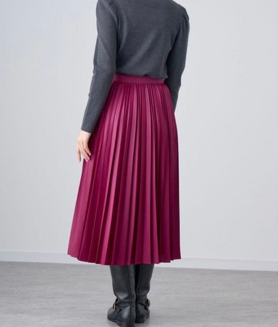 ANAYI アナイ　定価31900円　レザーライクプリーツスカートパープルピンク