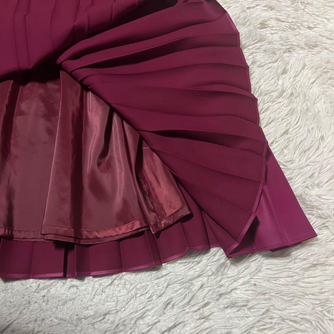 ANAYI アナイ　定価31900円　レザーライクプリーツスカートパープルピンク