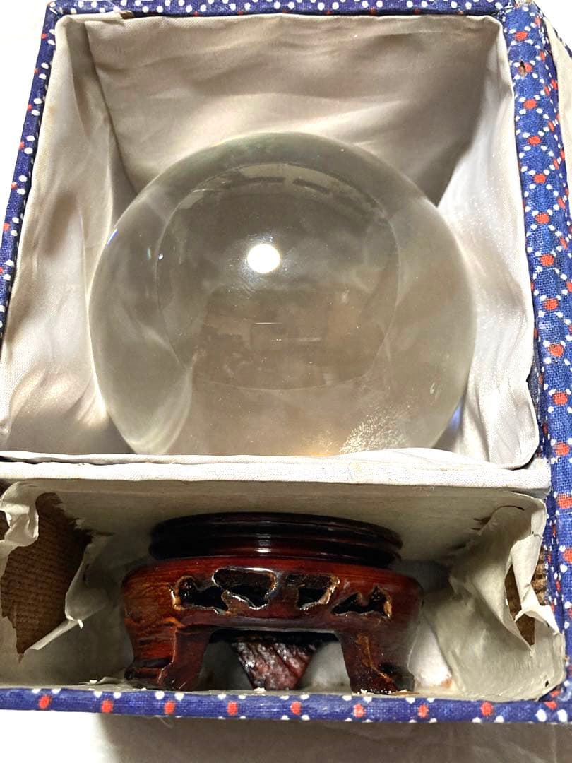 水晶玉 鑑定書 箱 台座つき 1999年製