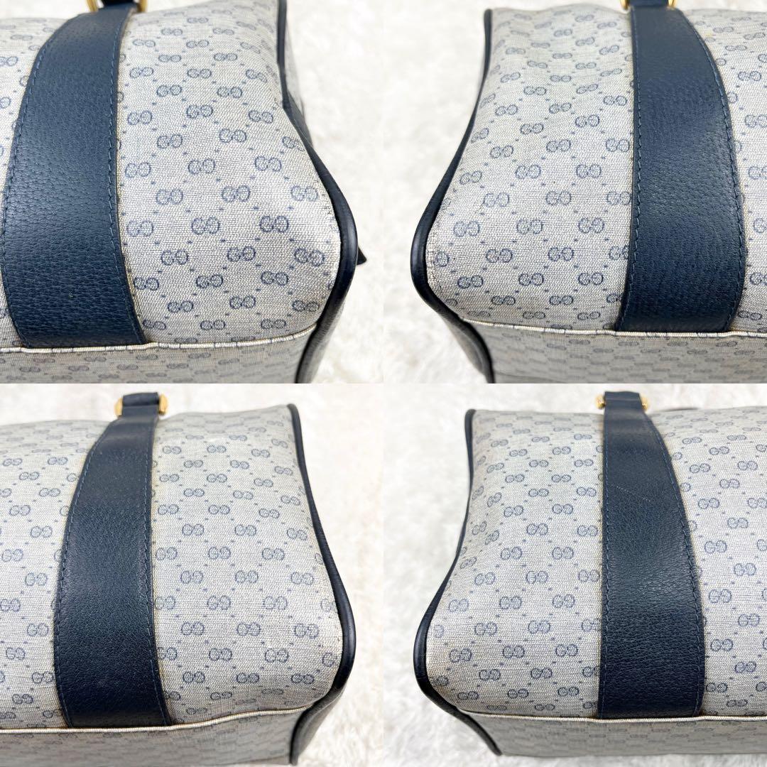 【希少】オールドグッチ マイクロGG ロゴ型押し ボストンバッグ ネイビー