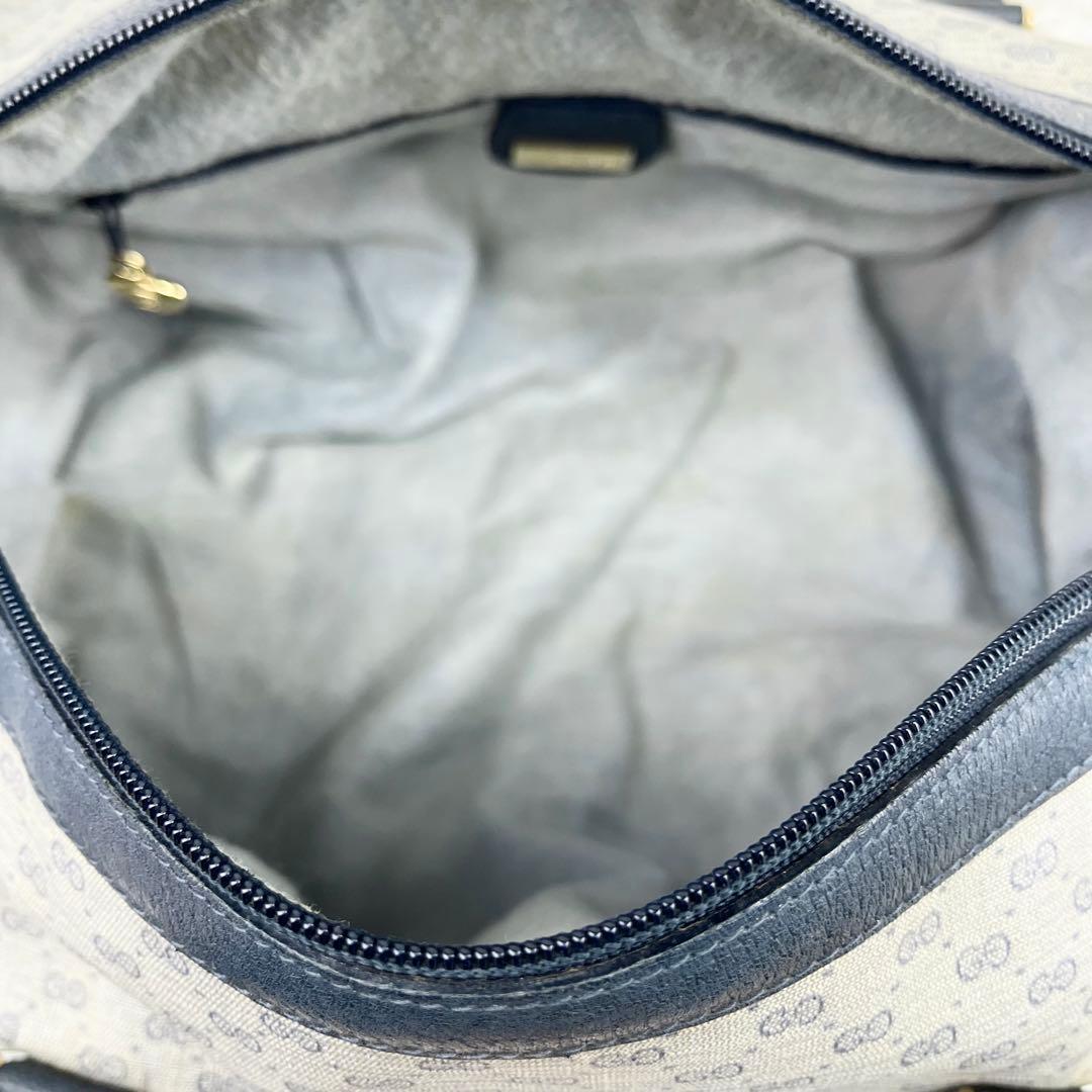 【希少】オールドグッチ マイクロGG ロゴ型押し ボストンバッグ ネイビー