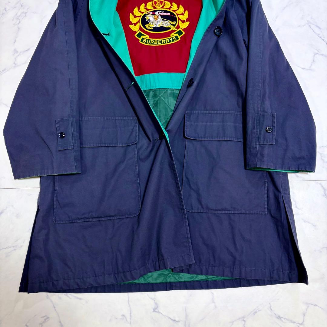激レア Burberrys 巨大騎士刺繍ロゴ コート 9AR ネイビー グリーン