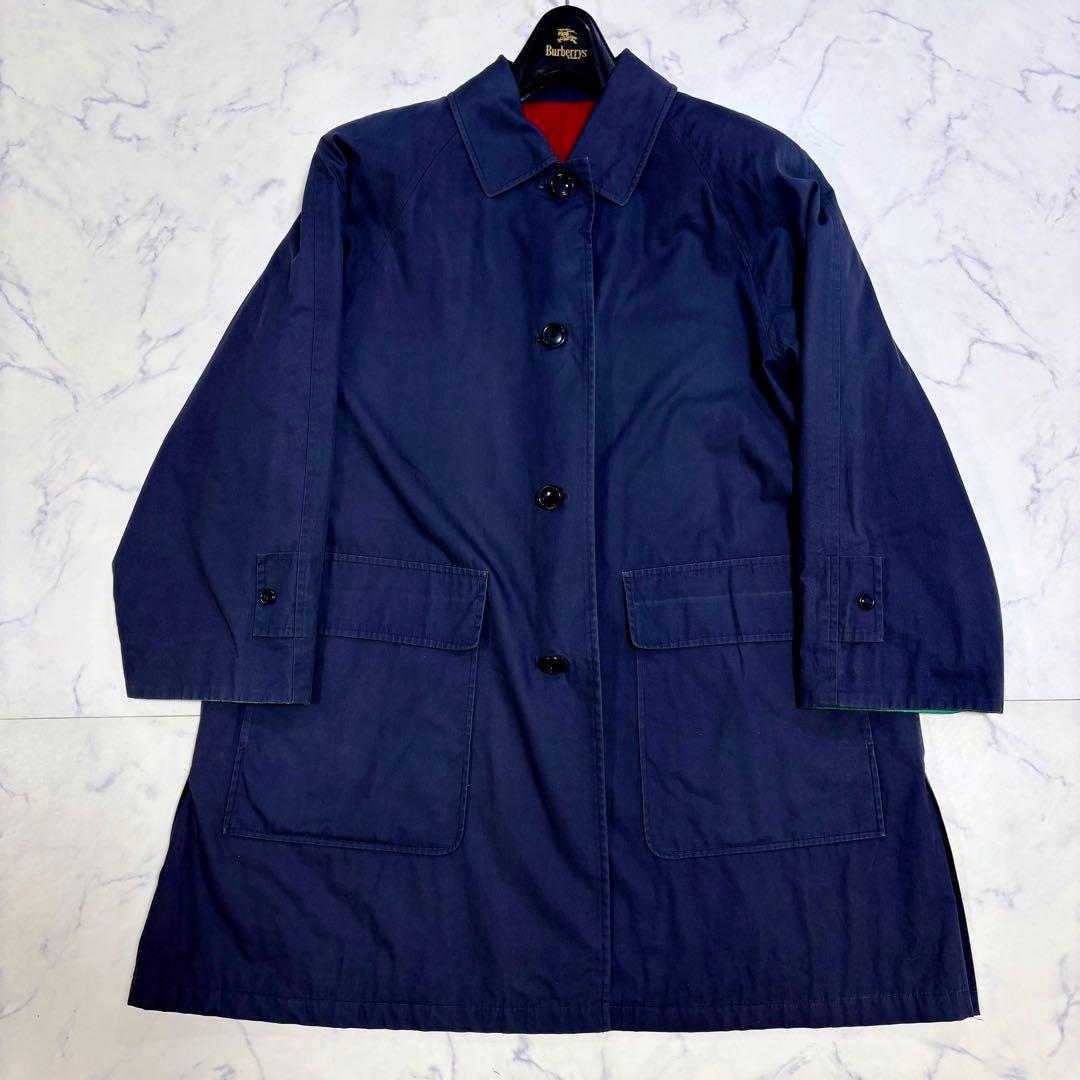 激レア Burberrys 巨大騎士刺繍ロゴ コート 9AR ネイビー グリーン