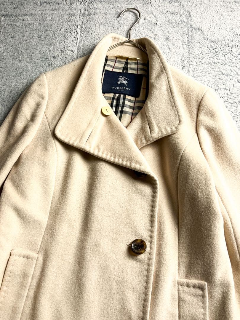 【BURBERRY LONDON】裏地ノバチェック ダブルブレストロングコート