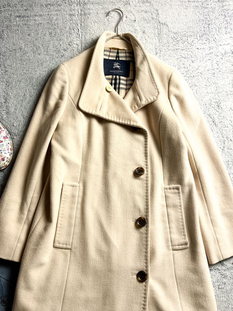 【BURBERRY LONDON】裏地ノバチェック ダブルブレストロングコート