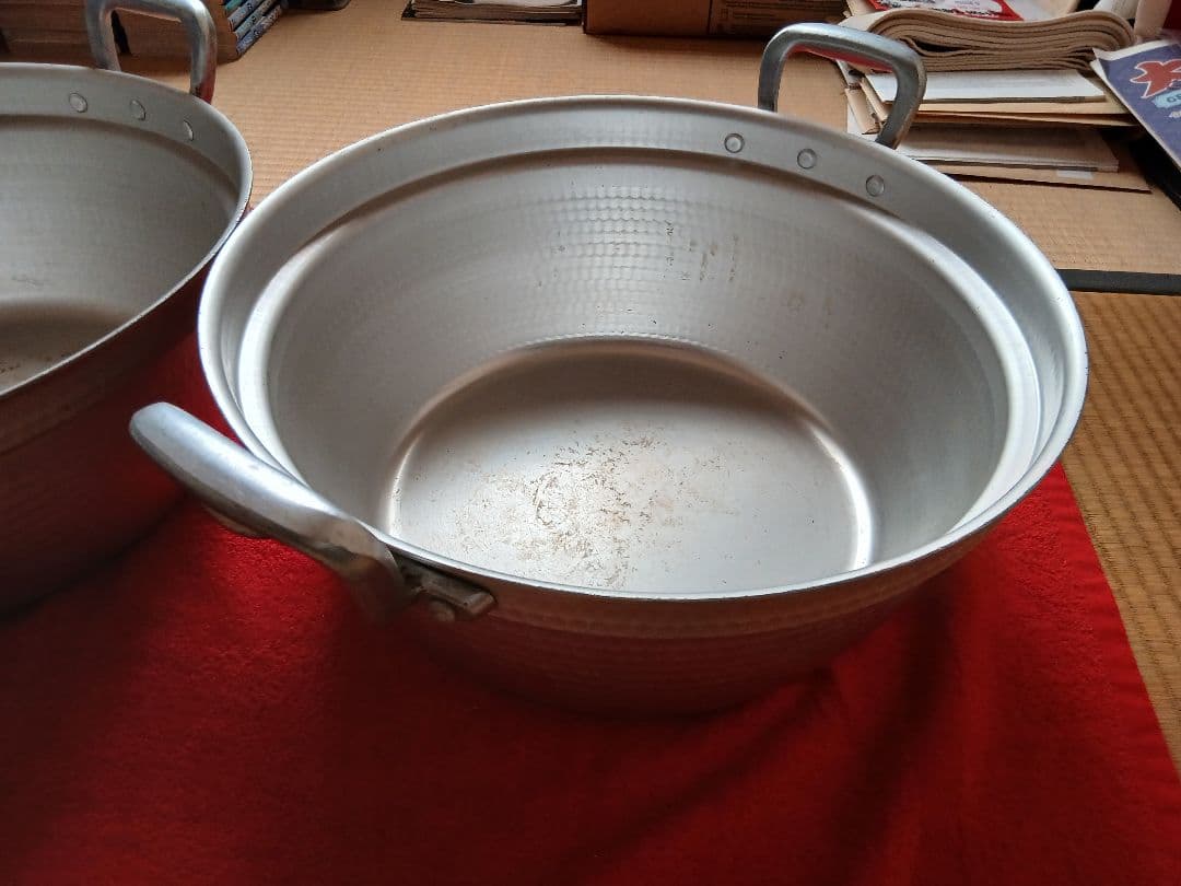 業務用アルミ鍋 両手鍋 2個セット　中古　39センチ　おまけでやかん