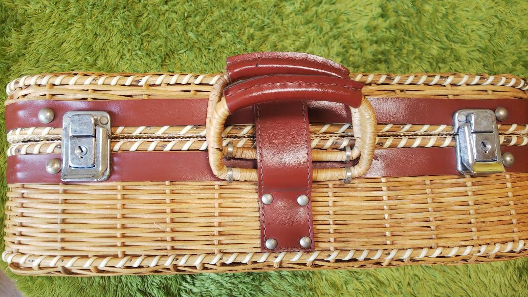 ヴィンテージ　希少 トランクケース バスケット トランク かご編み レトロ