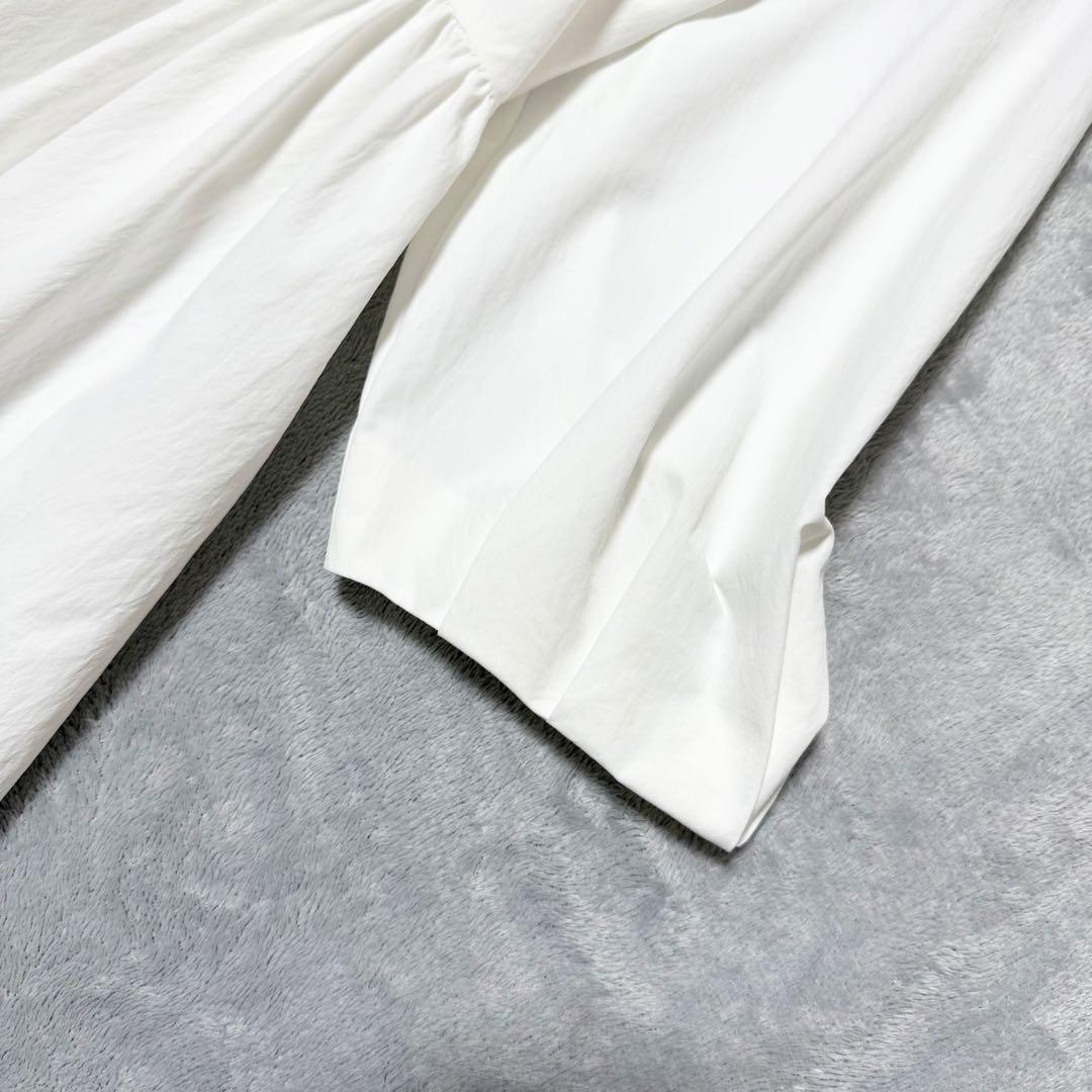 25ss ユナイテッドアローズタック フリルVネック ハーフスリーブ ブラウス