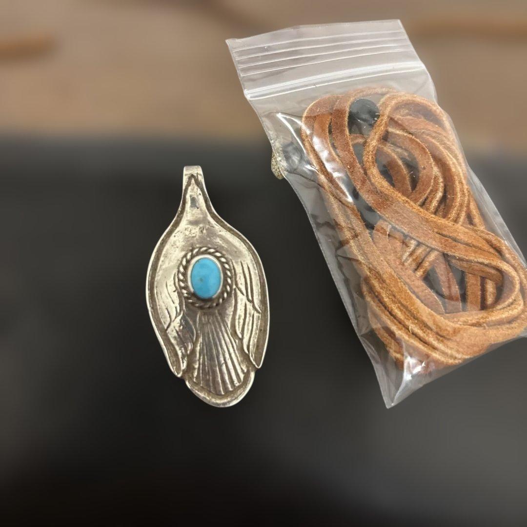 ゴローズ　銀縄ターコイズ付きスプーン　革紐付き【本物】