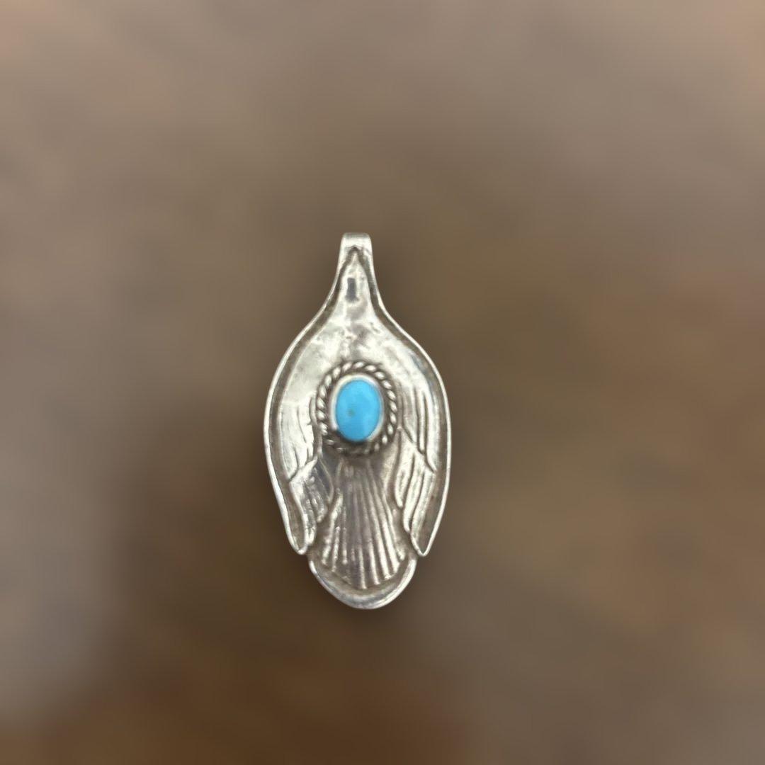 ゴローズ　銀縄ターコイズ付きスプーン　革紐付き【本物】