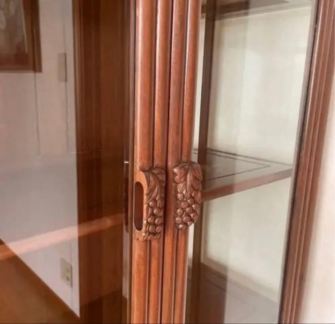 【極美品】アンティーク 三越購入 唐木家具 葡萄唐草透彫 飾り棚 キュリオケース