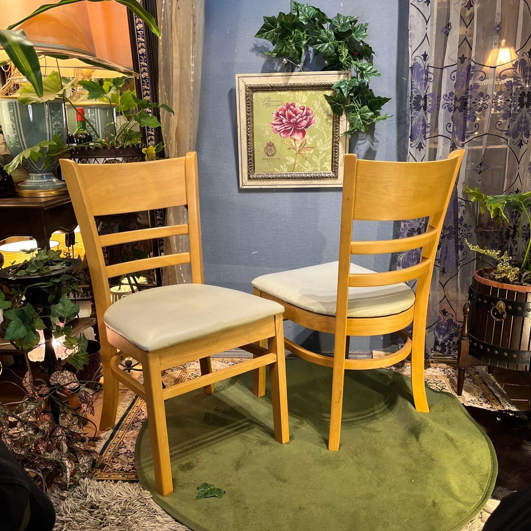 Sale L１　２脚セット　座面色変更可　木製ダイニングチェア