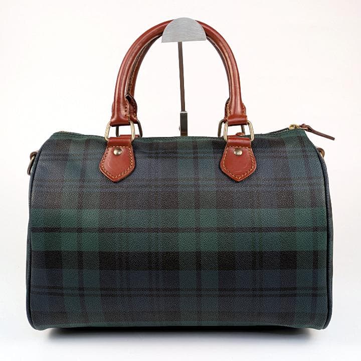 【美品】 ポロラルフローレン ミニ ボストンバッグ チェック柄 PVC レザー