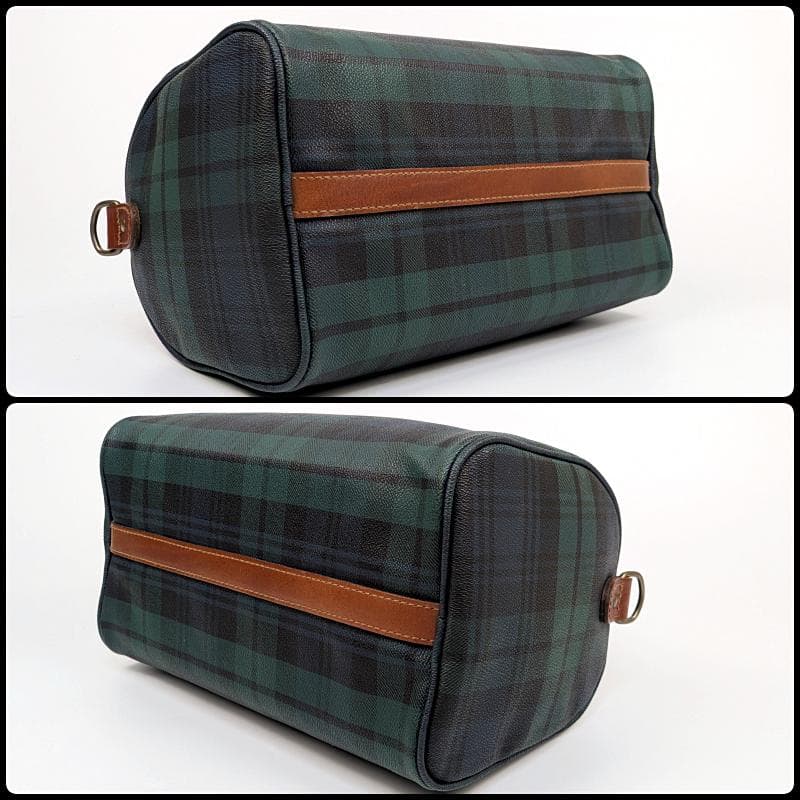 【美品】 ポロラルフローレン ミニ ボストンバッグ チェック柄 PVC レザー