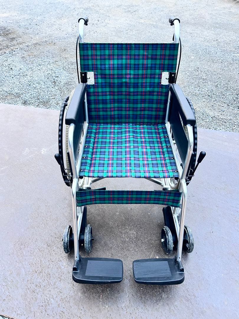 ミキ MiKi 介助型車椅子 折りたたみ MPCN-46JDグリーンチェック柄