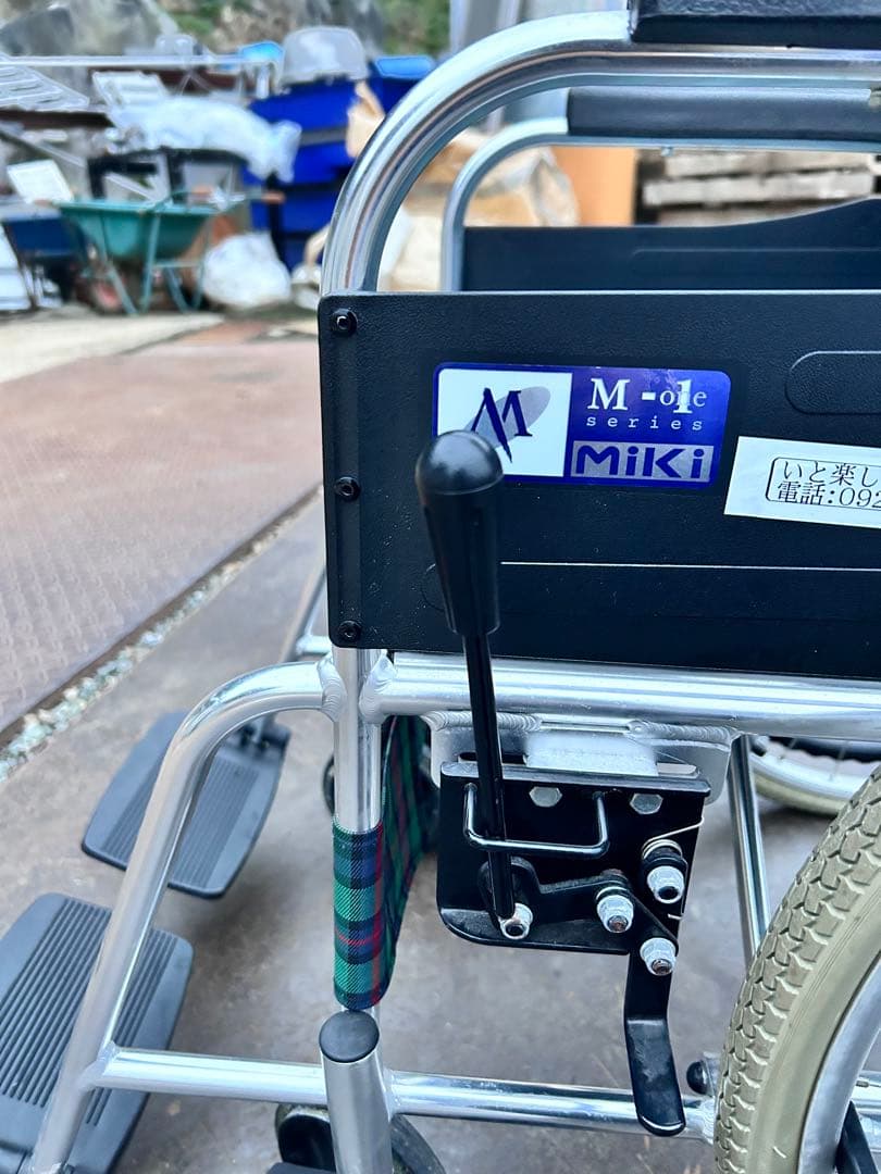 ミキ MiKi 介助型車椅子 折りたたみ MPCN-46JDグリーンチェック柄