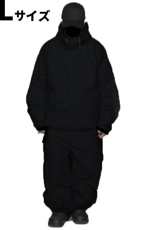 25-26最新スノーボード ウェア/上下セットアップ/メンズ/黒/ Lサイズ