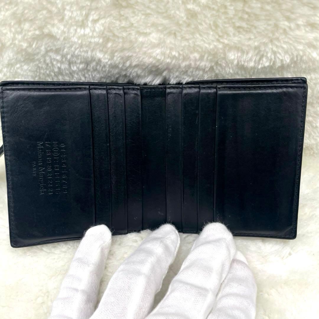 メゾンマルジェラ 2つ折り 財布　4ステッチ フリップフラップ レザー ブラック