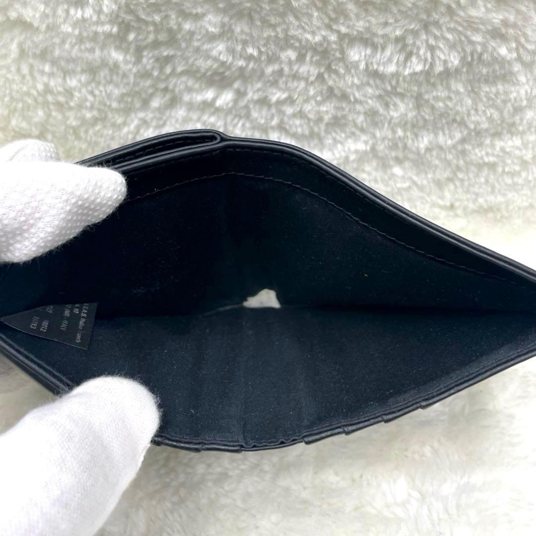 メゾンマルジェラ 2つ折り 財布　4ステッチ フリップフラップ レザー ブラック