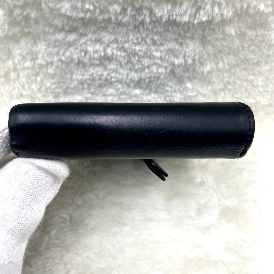 メゾンマルジェラ 2つ折り 財布　4ステッチ フリップフラップ レザー ブラック