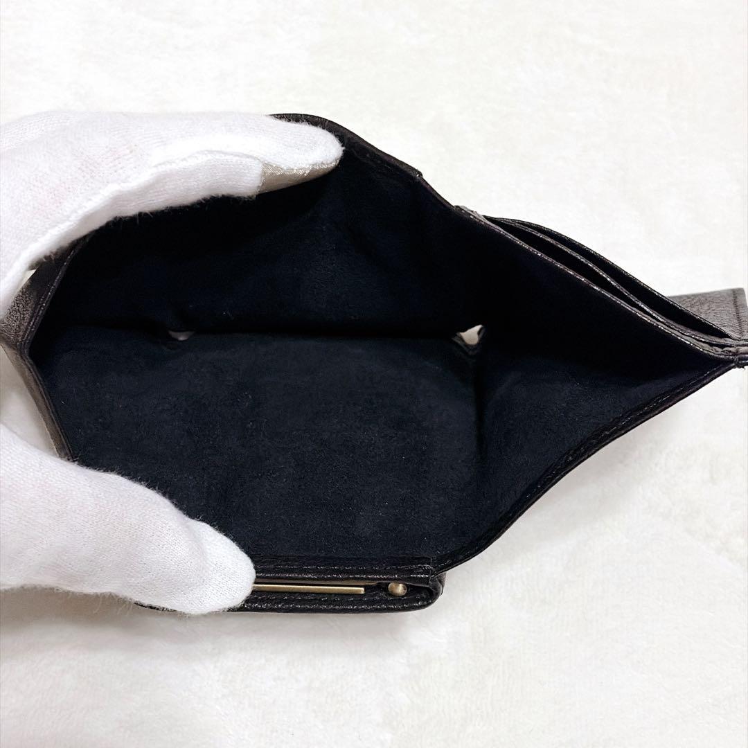 【美品】SLOW&CO がま口 三つ折り レザー財布 黒 本革