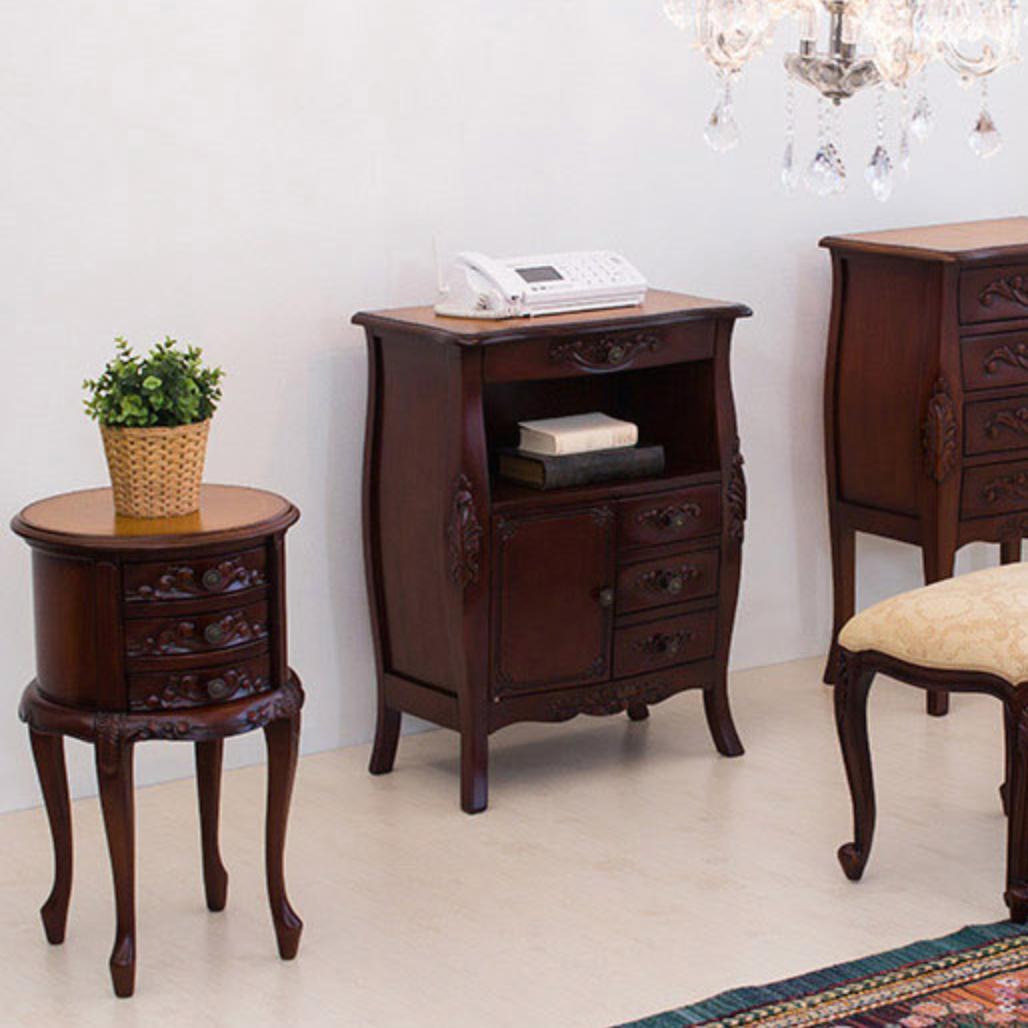 リビングボード/電話台 猫脚 幅60cm ブラウン