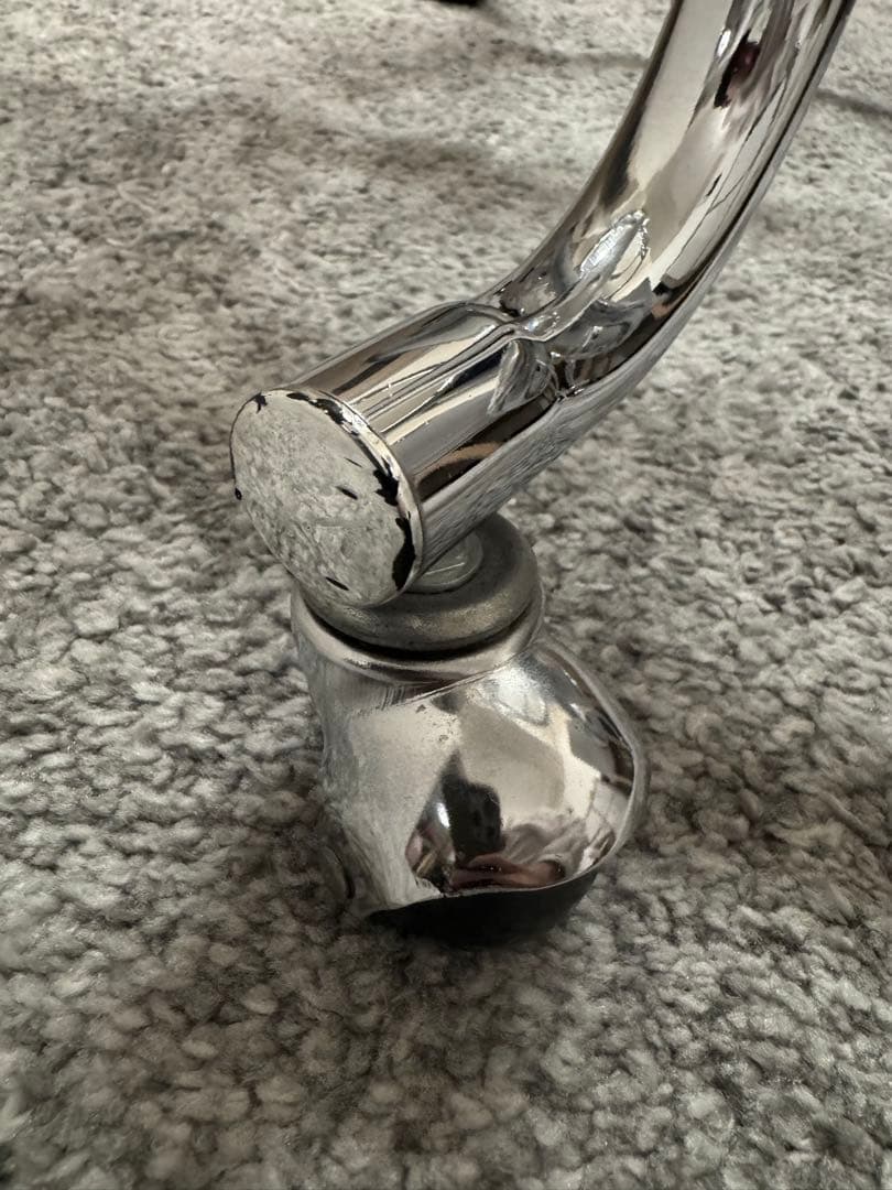 ミッドセンチュリー　テーブル　ガラス 3段サイドテーブル　モダン 机　可変式