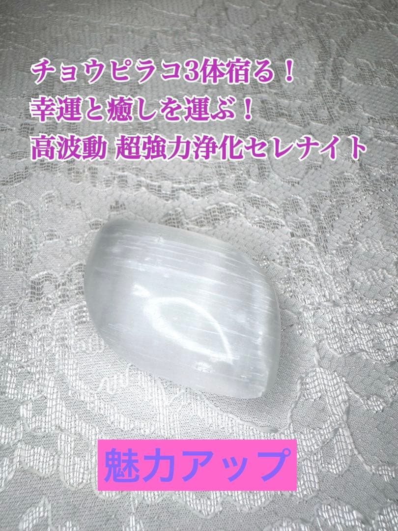 チョウピラコ3体宿る！幸運と癒しを運ぶ！高波動 超強力浄化セレナイト