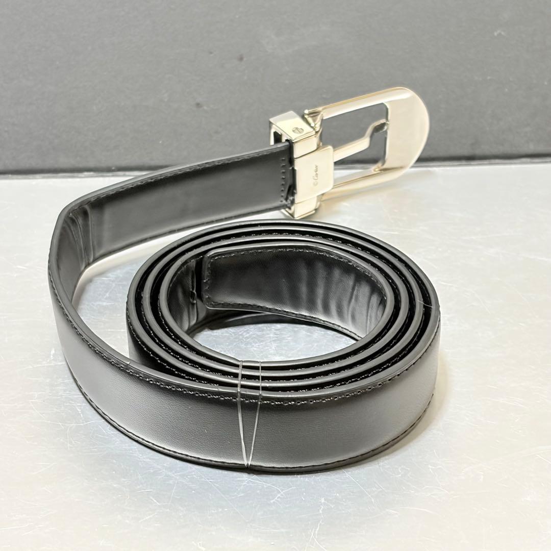極美品　カルティエ　アルディロン　ベルト　レザー　ブラック　シルバー