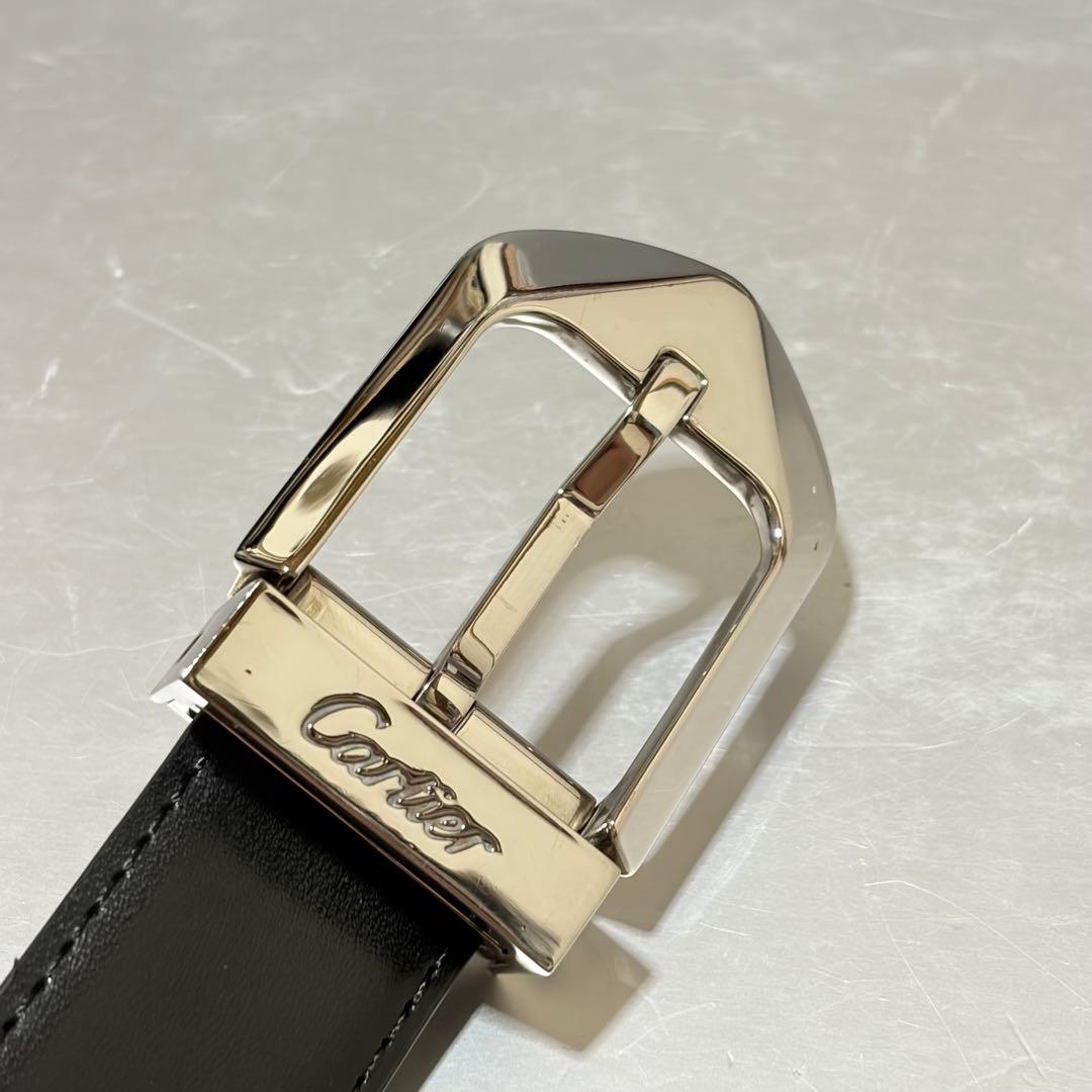 極美品　カルティエ　アルディロン　ベルト　レザー　ブラック　シルバー