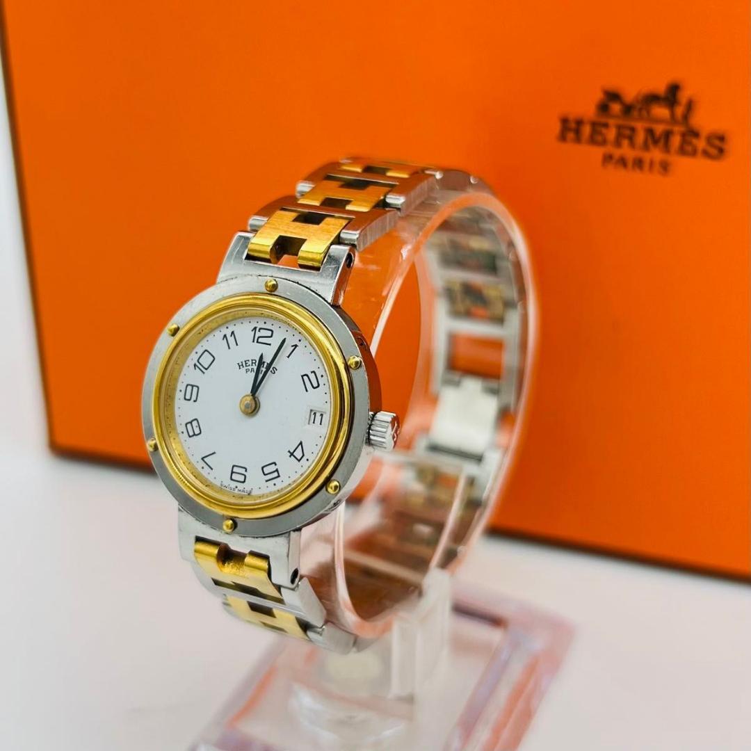 新品電池　HERMES エルメス クリッパー 腕時計 シルバー　ゴールド