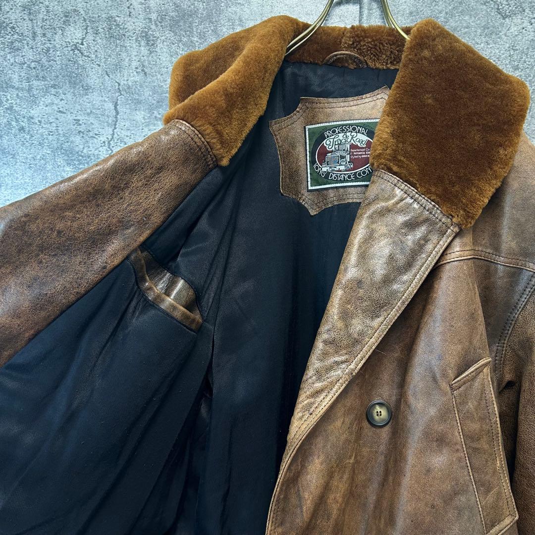 古着　OLD ヴィンテージ 本革レザージャケット　カーコート　イタリア製　激渋