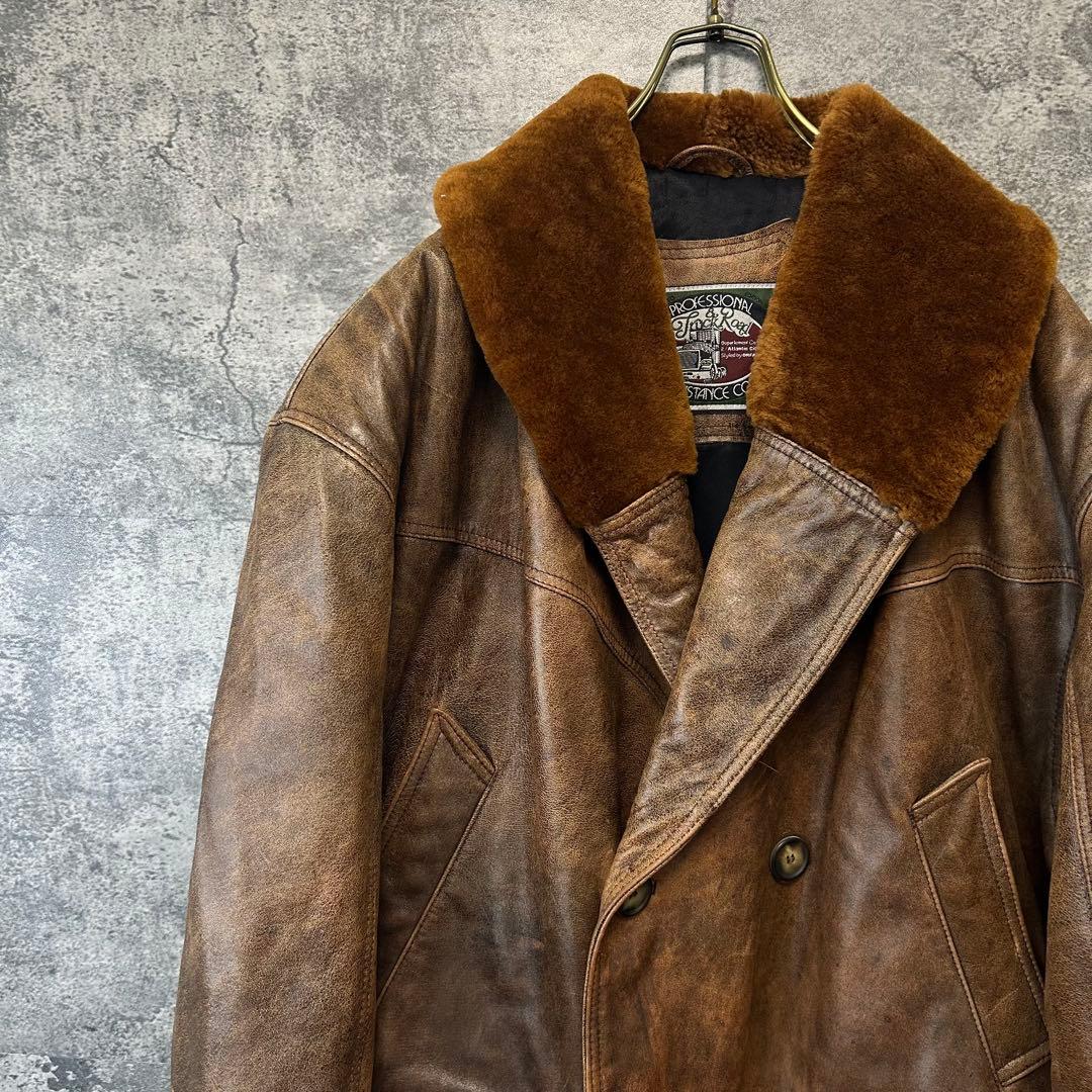 古着　OLD ヴィンテージ 本革レザージャケット　カーコート　イタリア製　激渋