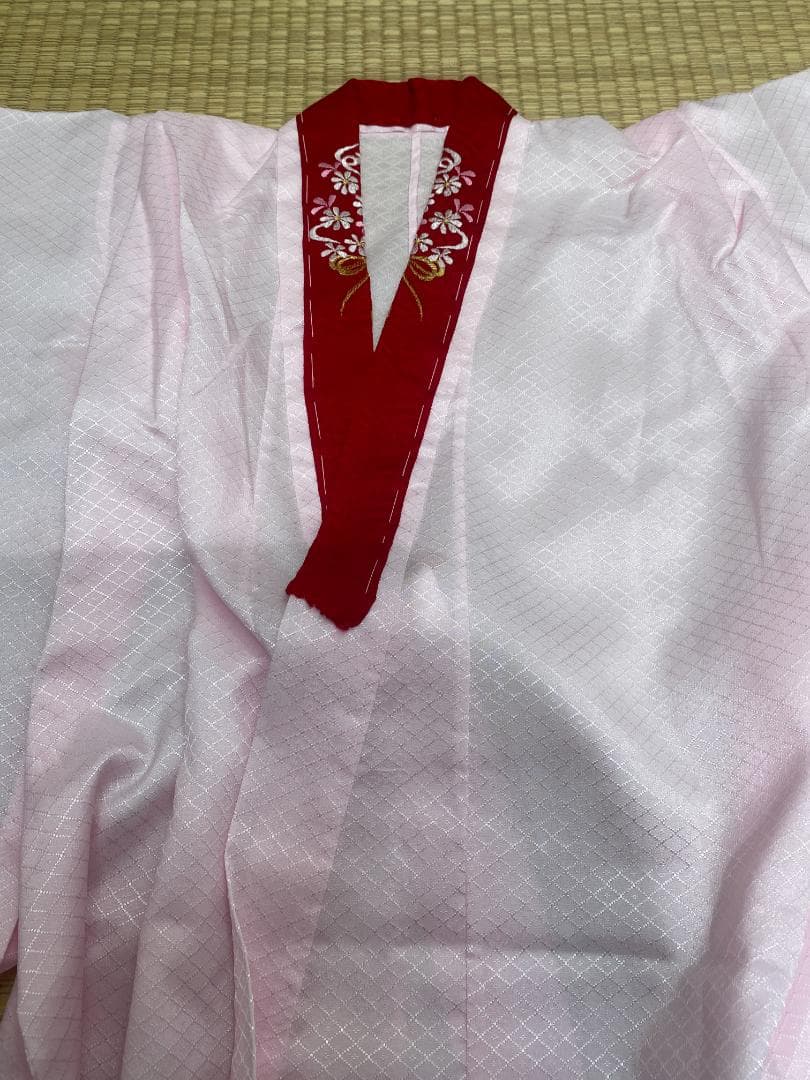 七五三 女の子 着物 四つ身 祝い着 7歳 小紋柄 襦袢付き　美品 日本製