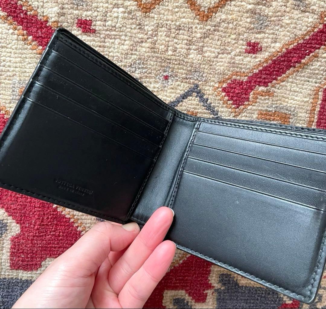 ボッテガヴェネタ◎二つ折り財布 イントレチャート ブラック