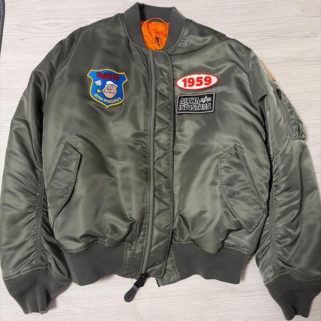 W*p様 アルファ×ポパイ コラボ MA-1 パッチ/ワッペン/刺繍 L