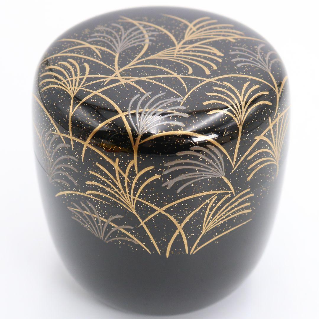 田中宗凌作 月に芒 中棗 武蔵野蒔絵 茶道具 共箱　V999